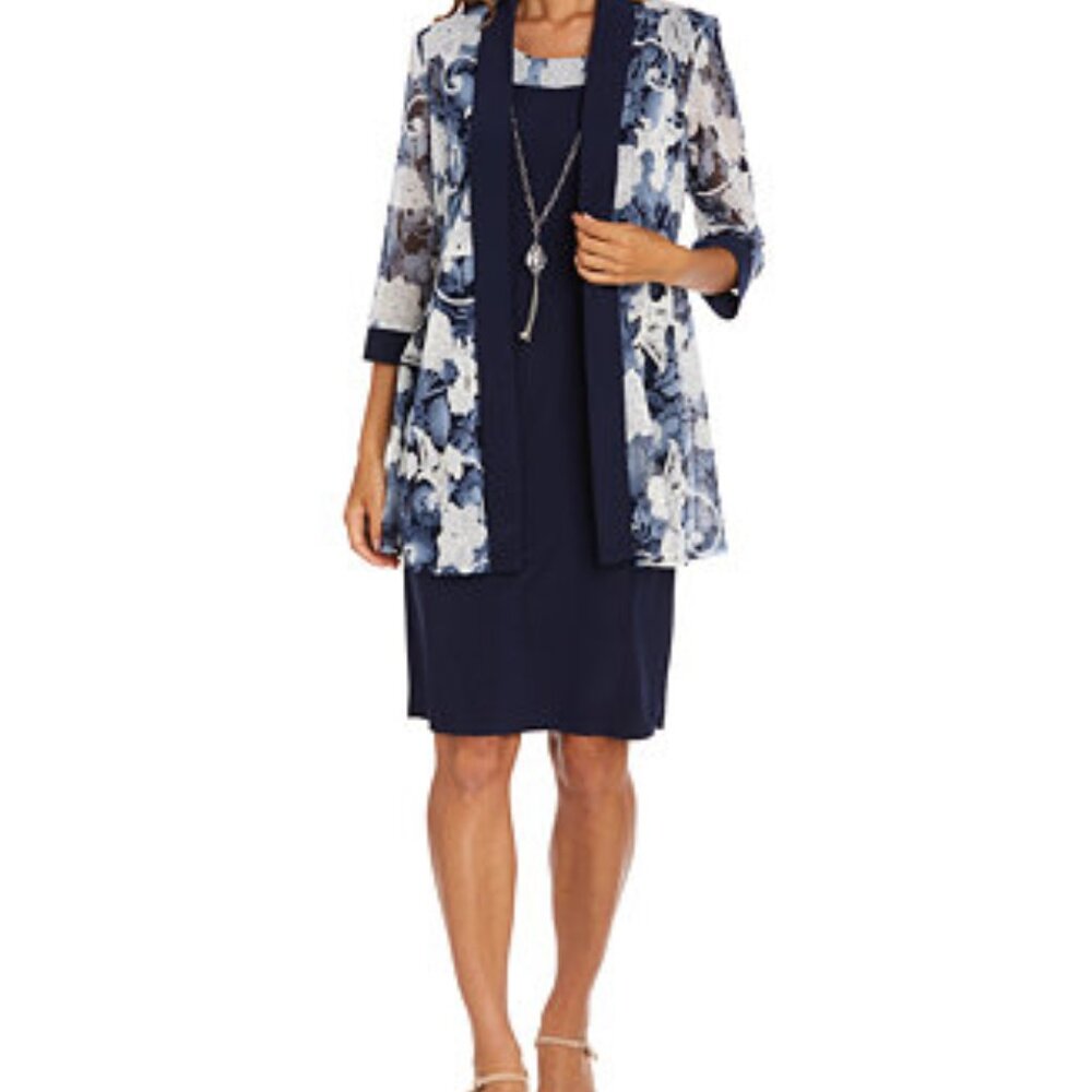 R&M Richards Women's Printed Dress and Jacket
